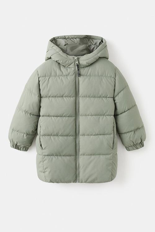 Hooded liner quilted  puffer - Light/Pastel Green
