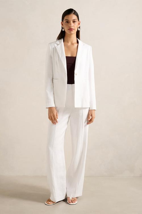 Posey Linen Wide Leg Pants - white