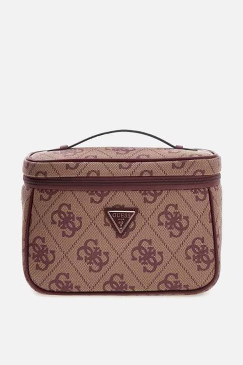 Berta toiletry train case - burgundy logo