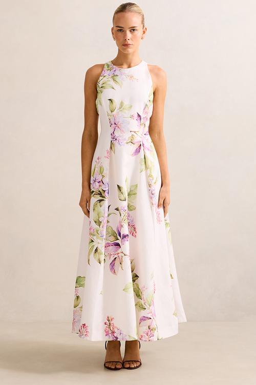 Sophia High Neck Printed Midi Dress