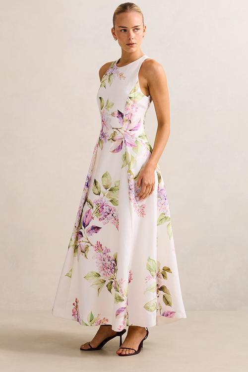 Sophia High Neck Printed Midi Dress
