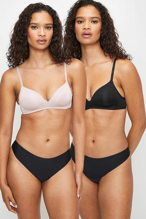 2pk non-wired a-frame bra - mocha/black