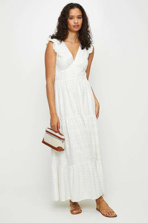 Foil Printed Maxi Dress - White