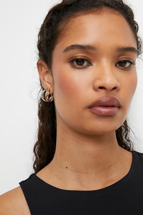 Bronwyn triple hoop studded earrings - multi