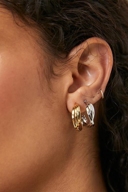 Bronwyn triple hoop studded earrings - multi