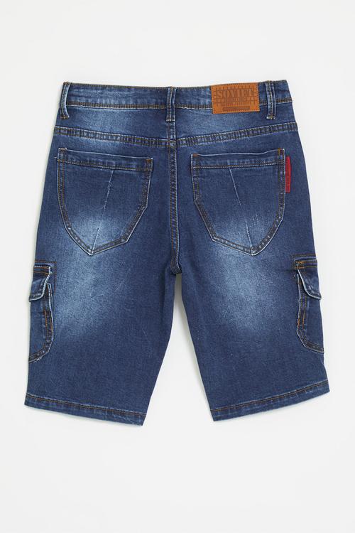Boys cargo pocket denim short - indigo