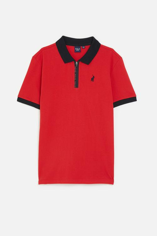 Boys dawson quarter zip short sleeve golfer - samba red
