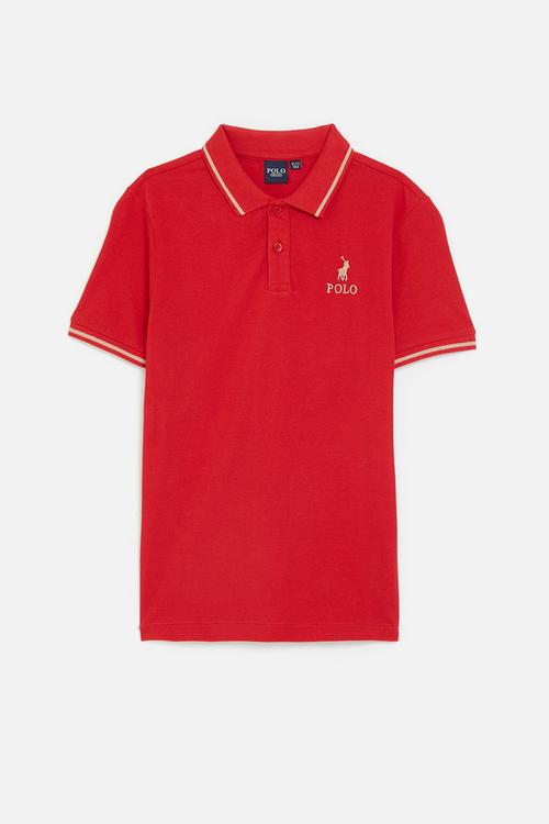 Boys rory embroidered ss golfer - samba red