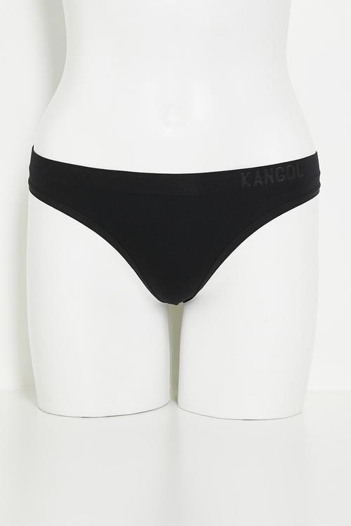 3pk kangol seamless thong with ss branded w/b print - black/mocha/white