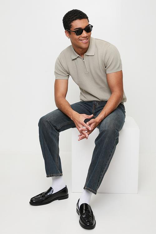 Structure zip polo - abbey stone