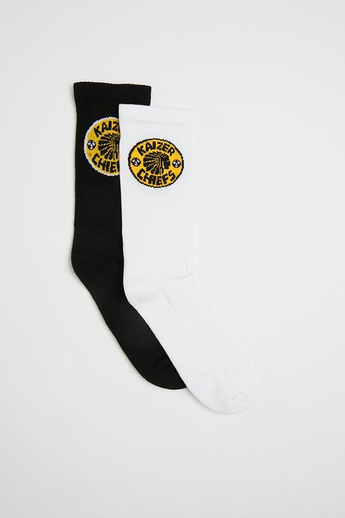 2 Pack Kaizer Chefs High Ankle Socks - Black/White