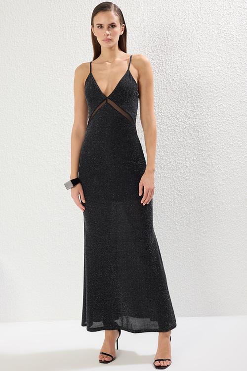 Glitter Knitted Dress - Black