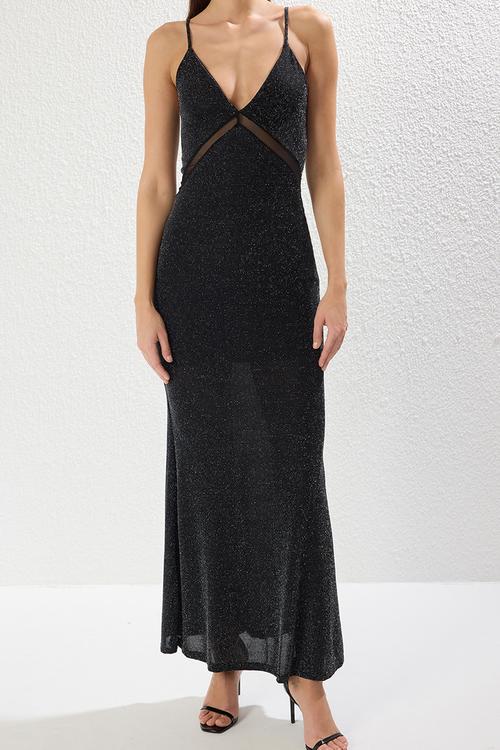 Glitter Knitted Dress - Black