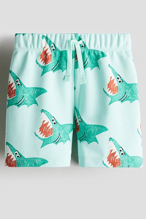 Printed sweatshorts - turquoise sharks
