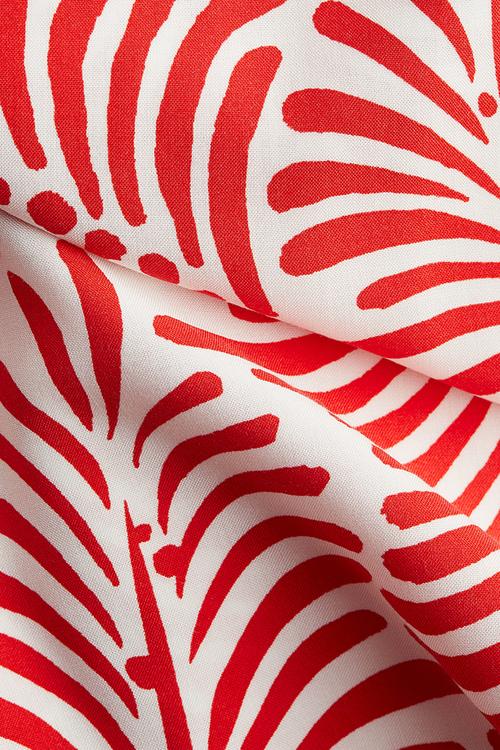 Viscose tunic dress - white & red patterned