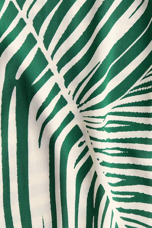 Viscose tunic dress - green & cream patterned