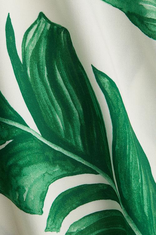 Viscose tunic dress - white leaves