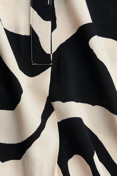 Viscose tunic dress - cream & black patterned
