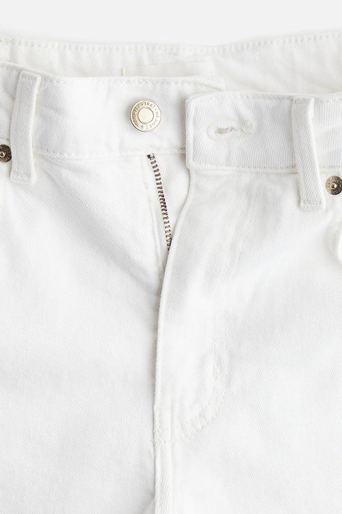 High-waisted denim shorts - white