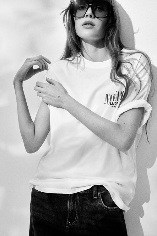 Oversized printed t-shirt - cream & nirvana