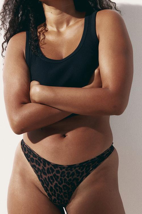 3 pack microfibre thong briefs - dark brown leopard print