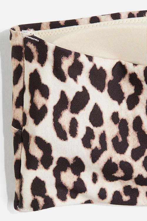 Padded bandeau bikini top - light beige leopard print