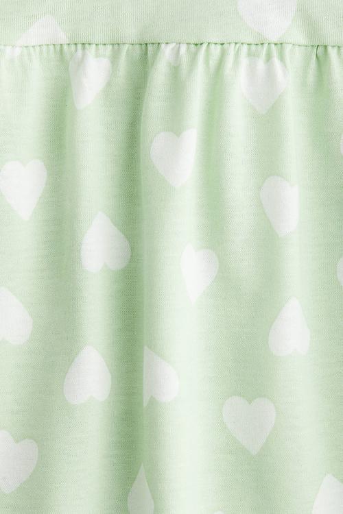 Patterned cotton dress - light green/hearts 