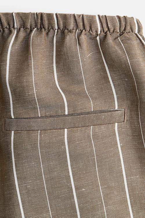 Straight linen-blend trousers - dark mole striped 