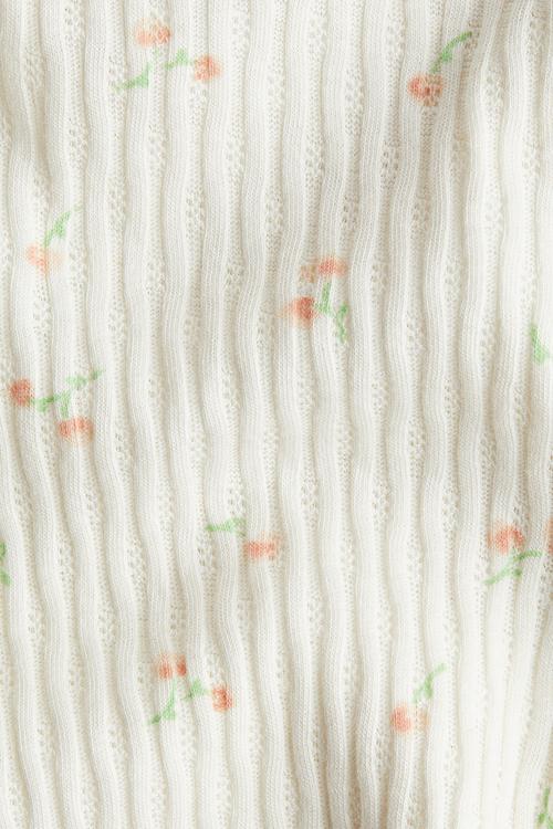 Flounce-trimmed cotton top - white floral