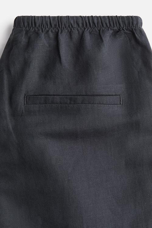 Straight linen-blend trousers - nearly black