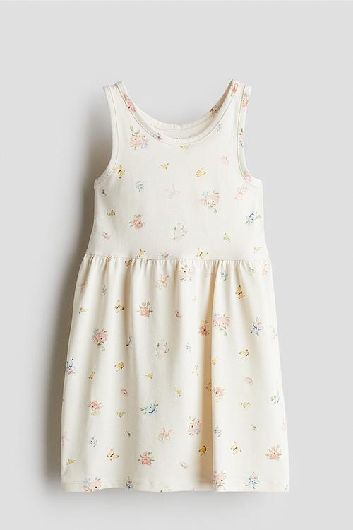 Patterned cotton dress - cream/patterned