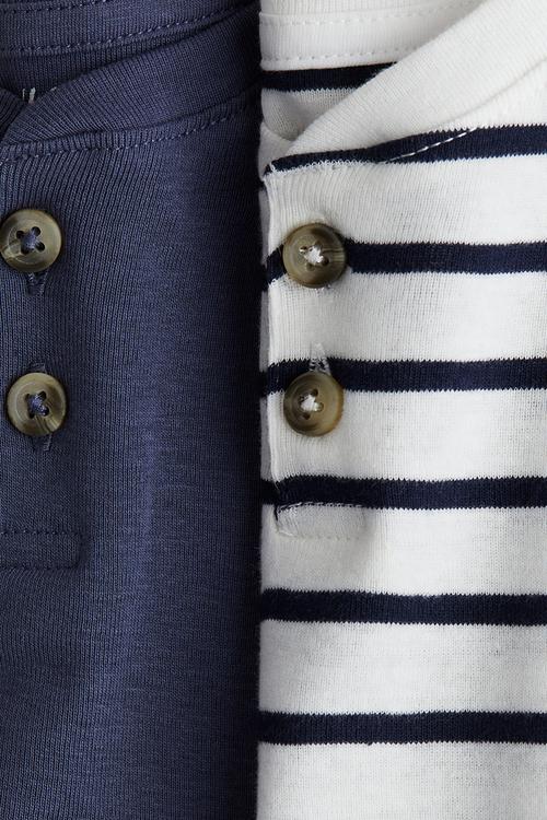 2-Pack henley T-shirts - dark blue striped