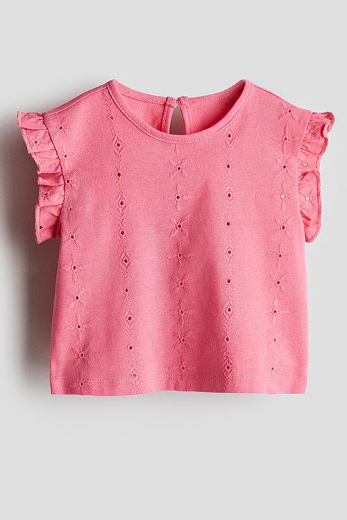 Broderie anglaise top - hot pink