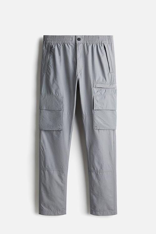 Regular fit twill cargo trousers - grey