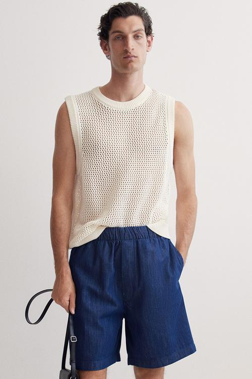 Baggy denim shorts - navy blue