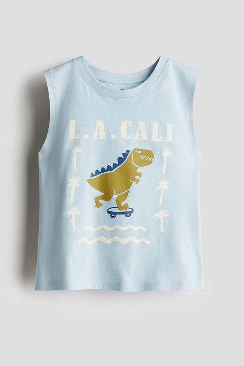 Printed vest top - light blue/l.a. cali