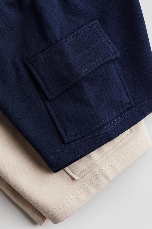 2-Pack cargo sweatshirt shorts - navy blue/light beige