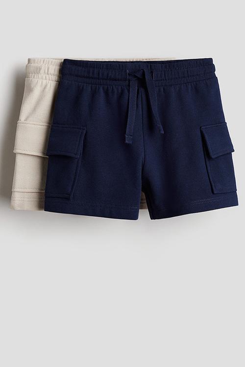 2-Pack cargo sweatshirt shorts - navy blue/light beige