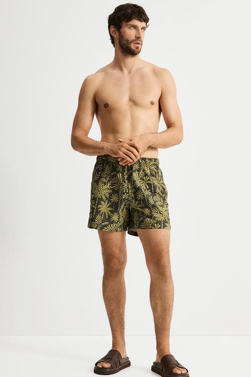 Patterned swim shorts - green palm trees