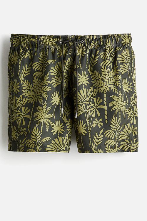 Patterned swim shorts - green palm trees