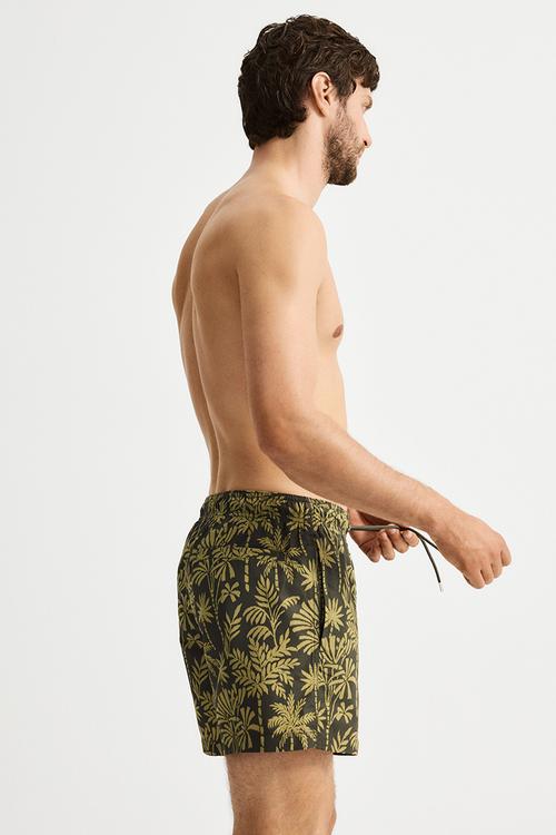 Patterned swim shorts - green palm trees