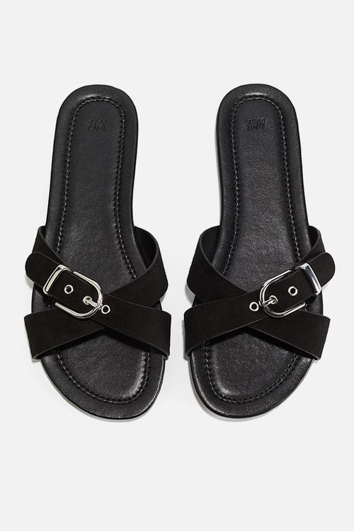 Crossover-strap sandals - black