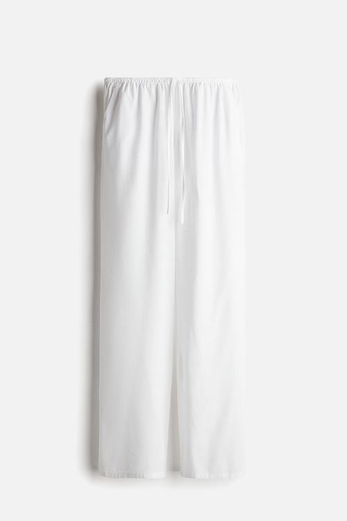 Straight drawstring trousers - white
