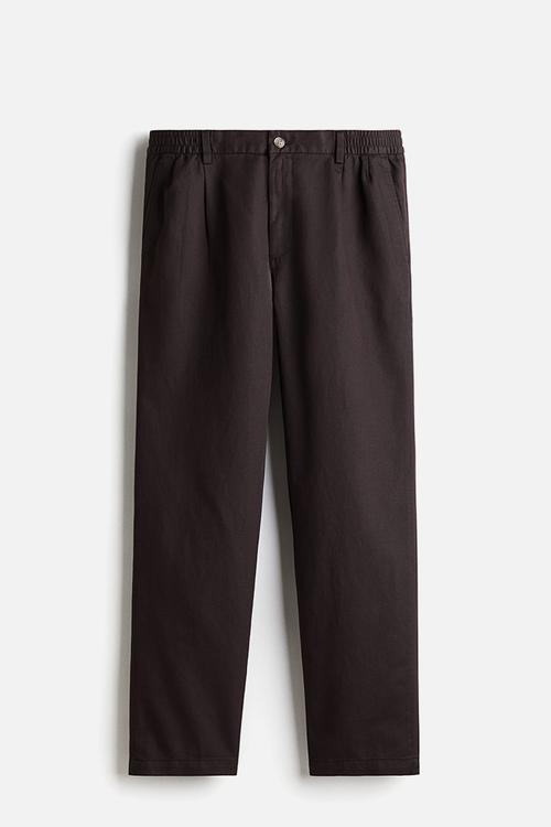 Regular fit lyocell-blend trousers - brown