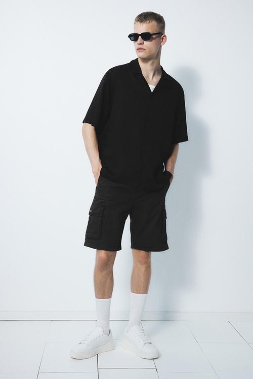 Regular fit cargo shorts - dark grey