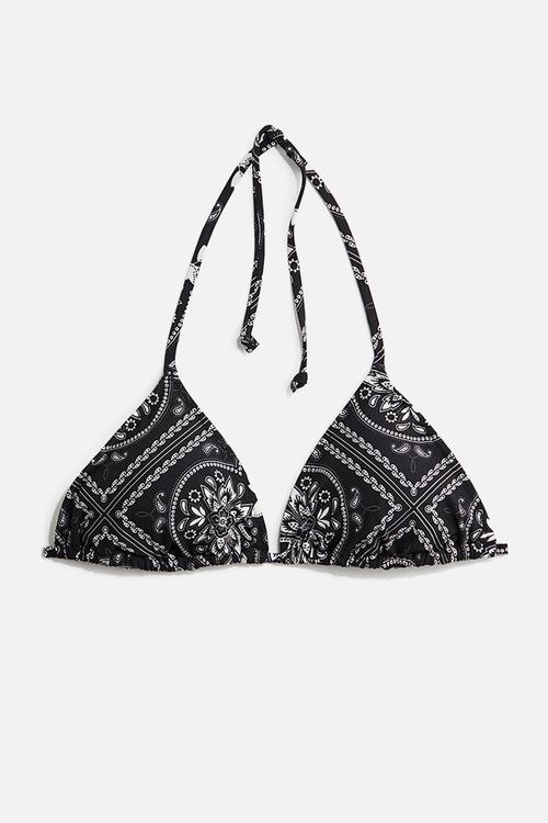 Padded triangle bikini top - black,multi
