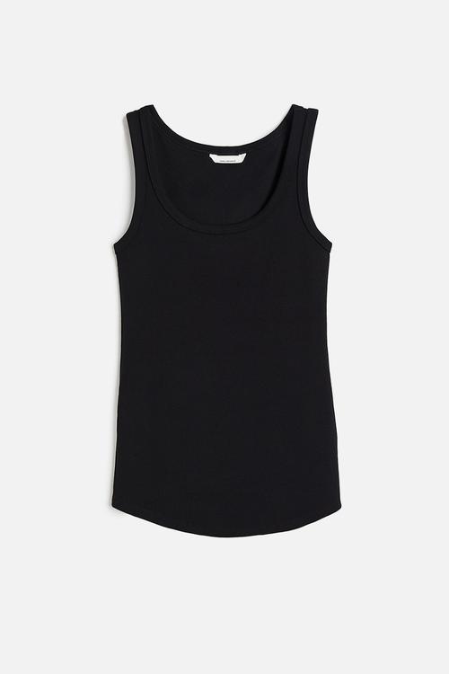 Mama ribbed vest top - black