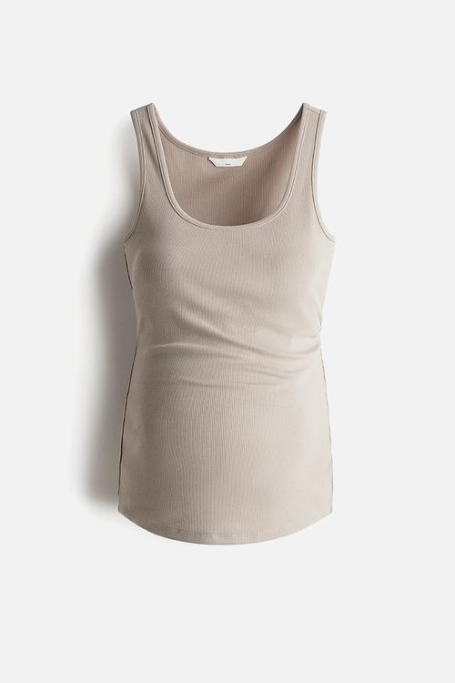Mama ribbed vest top -  light beige