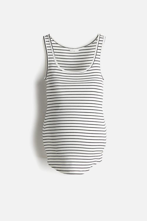 Mama ribbed vest top - white/striped