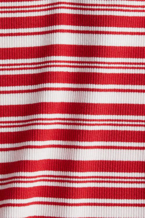 Ribbed boat-neck top - red striped